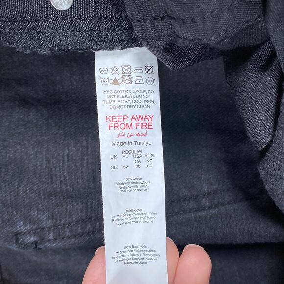 Boohoo Man Mens Jeans Black Button Fly Destroyed Bikercore 100% Cotton 36x33 - Picture 9 of 15